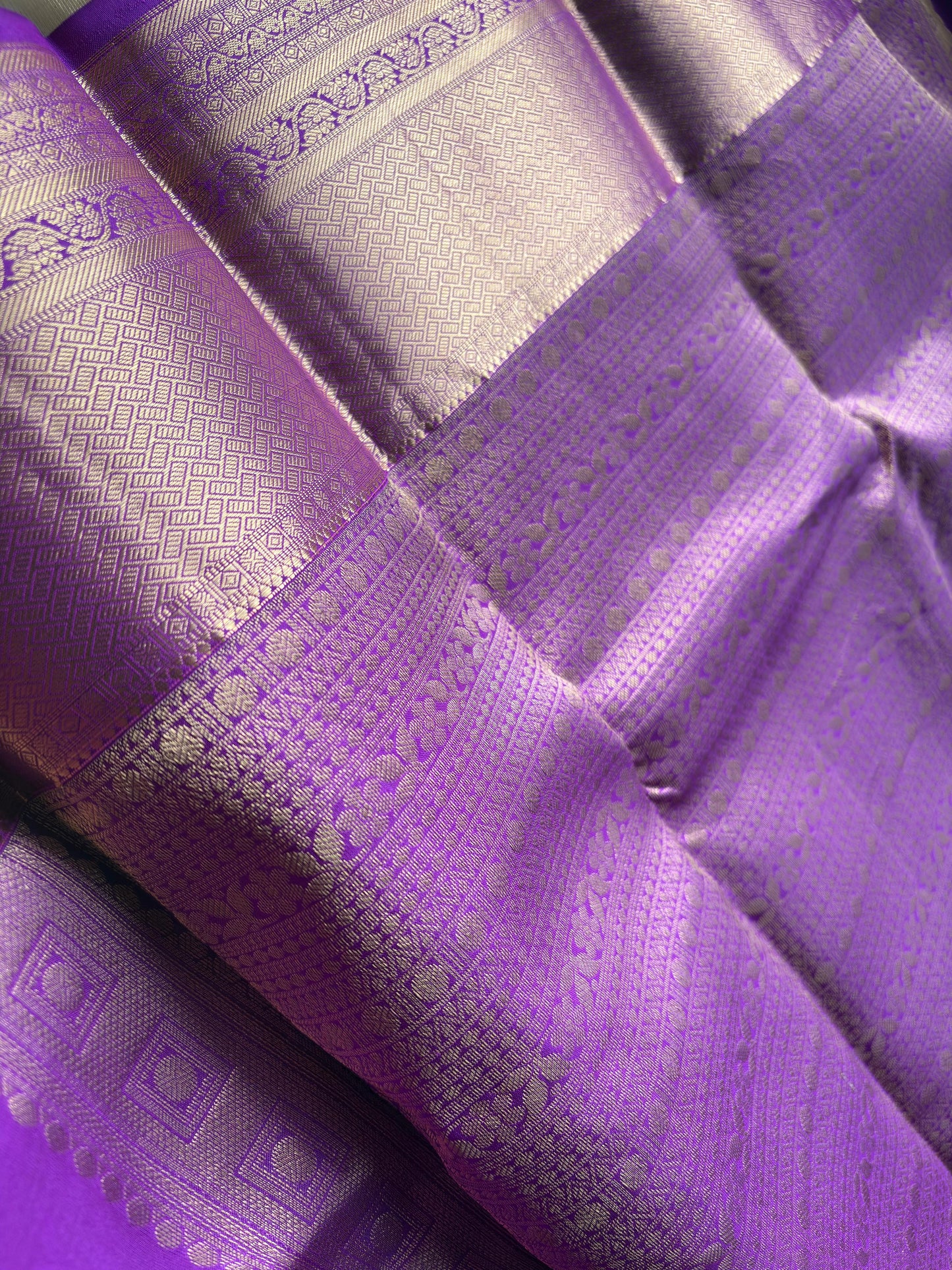 Dark Purple Color Pure Silk Lightweight Kanjeevaram Saree with Golden Zari Pallu | Silk Mark Cert