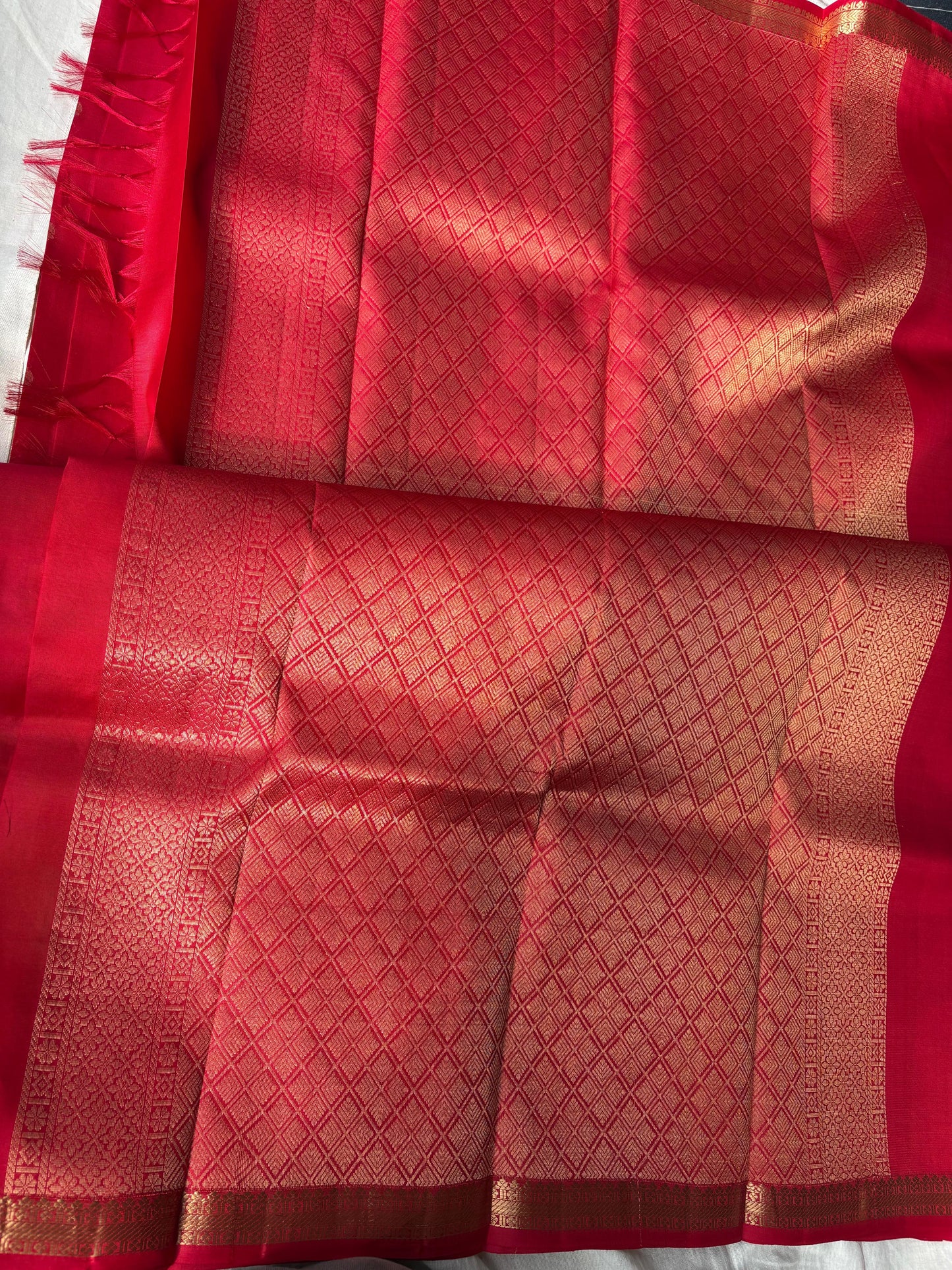 Very Lightweight Flowy Red Color Pure Silk Kanjeevaram Saree Red Golden Zari Pallu | Silk Mark Cert