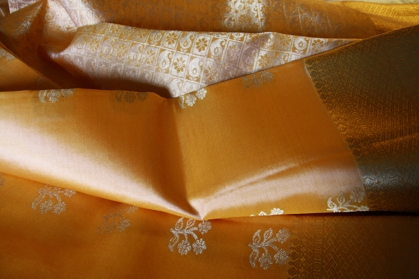 Sandalwood Orange Color Lightweight Pure Silk Kanjivaram Saree with Soft Golden Zari work | SILK MARK CERTIFIED