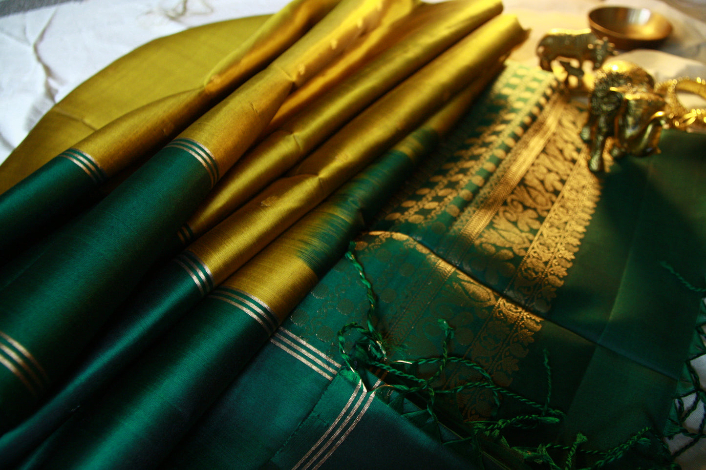 Pure Silk Kanjivaram Saree Kanchipuram|Lightweight Mustard Yellow Color with Golden Zari work| SILK MARK CERTIFIED