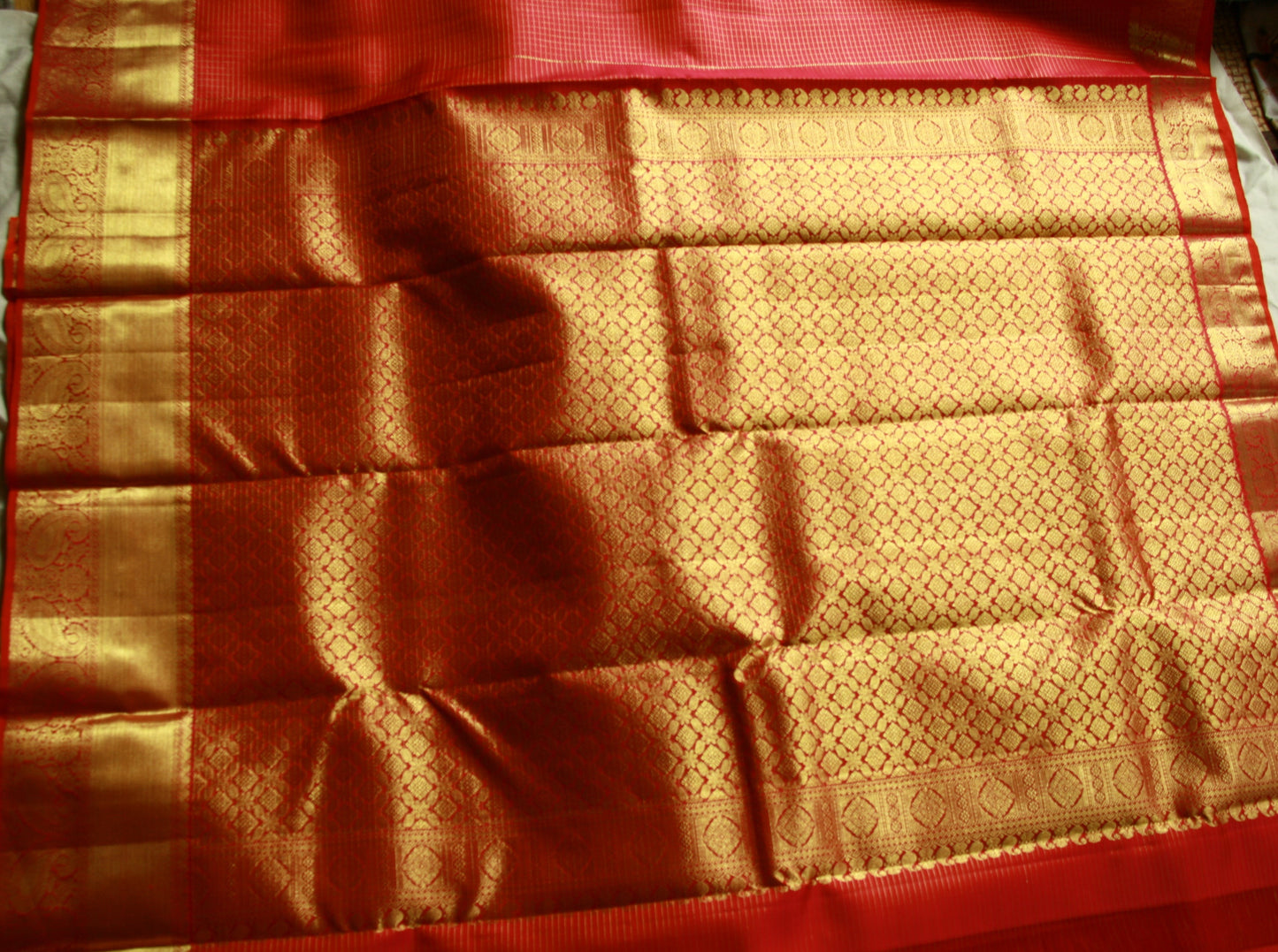 Dark Pink Pure Silk Kanjivaram Saree |Checks Saree with Golden work | SILK MARK CERTIFIED