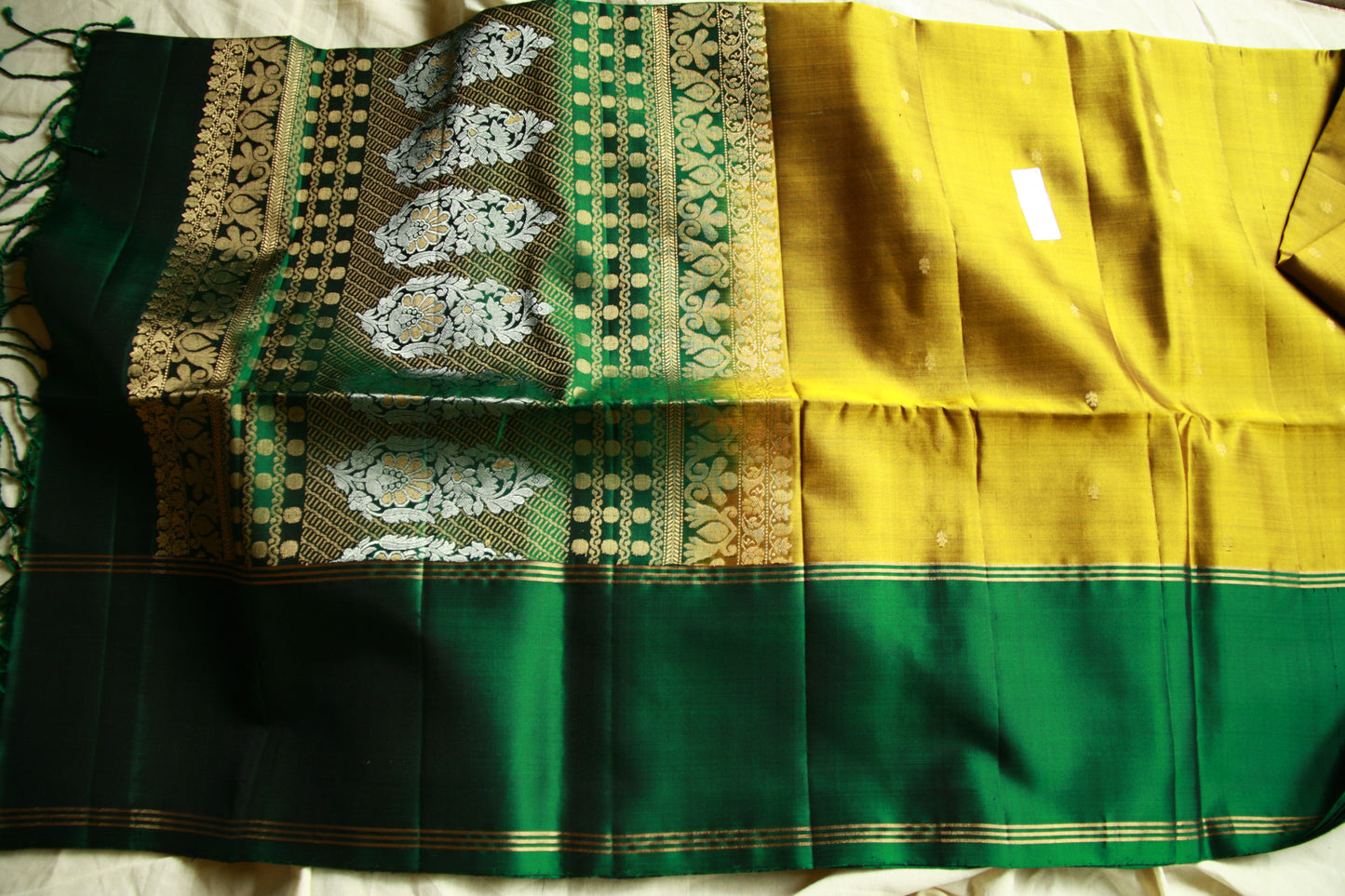 Pure Silk Kanjivaram Saree Kanchipuram|Lightweight Mustard Yellow Color with Golden Zari work| SILK MARK CERTIFIED