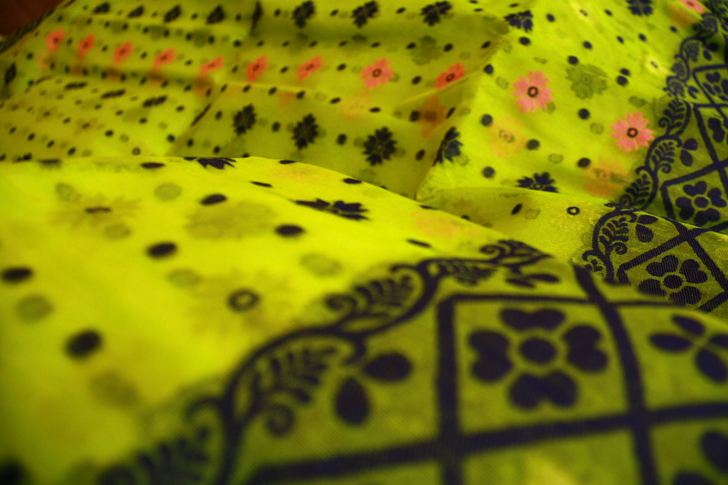 Lime Green Pure Cotton Handwoven Saree | Bengali Jamdani Saree