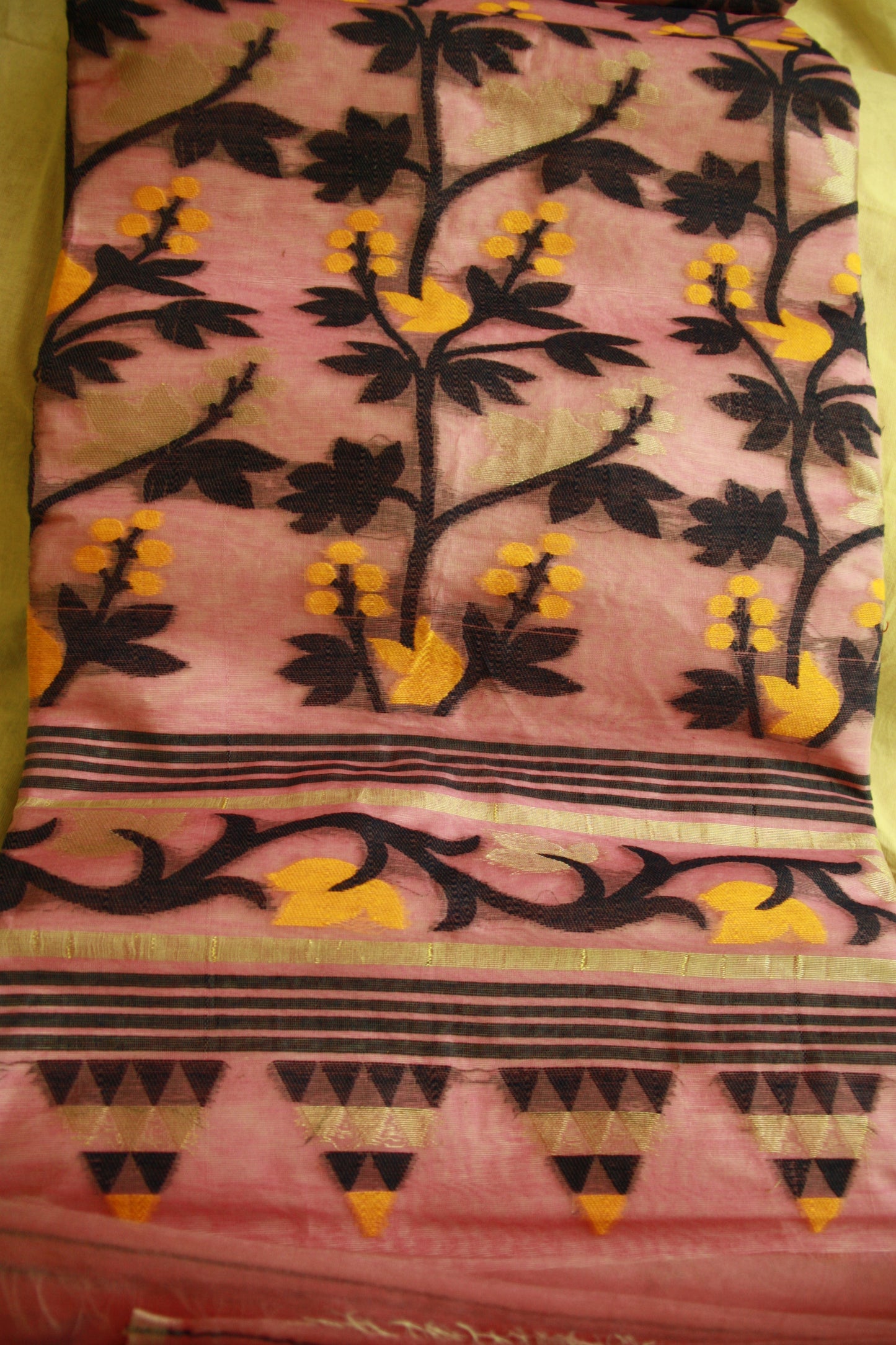 Pink Pure Cotton Handwoven Saree | Bengali Jamdani Saree