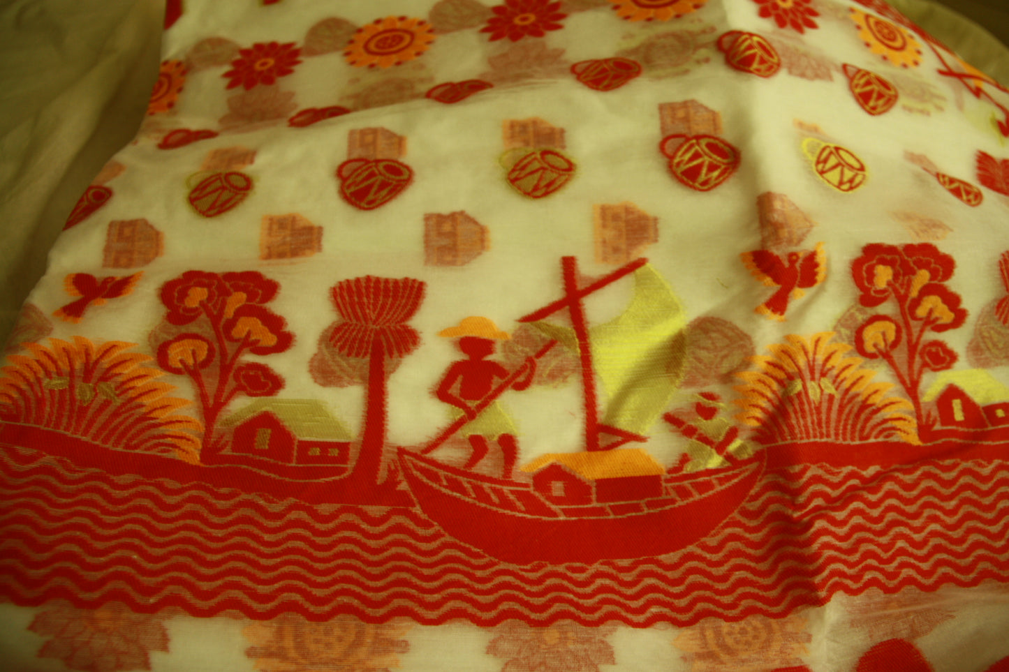 Pure White Cotton Handwoven Saree | Bengali Jamdani Saree