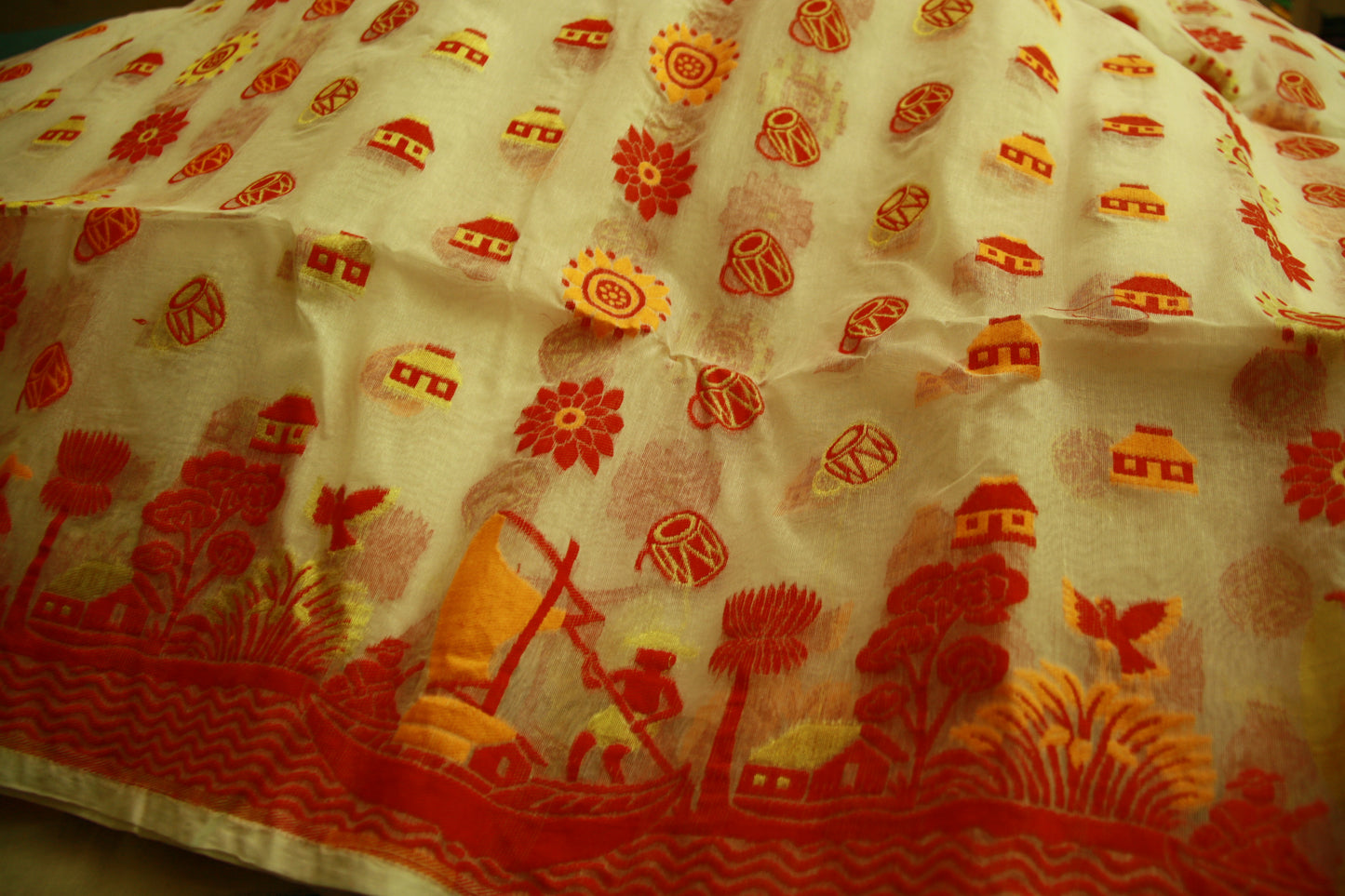 Pure White Cotton Handwoven Saree | Bengali Jamdani Saree