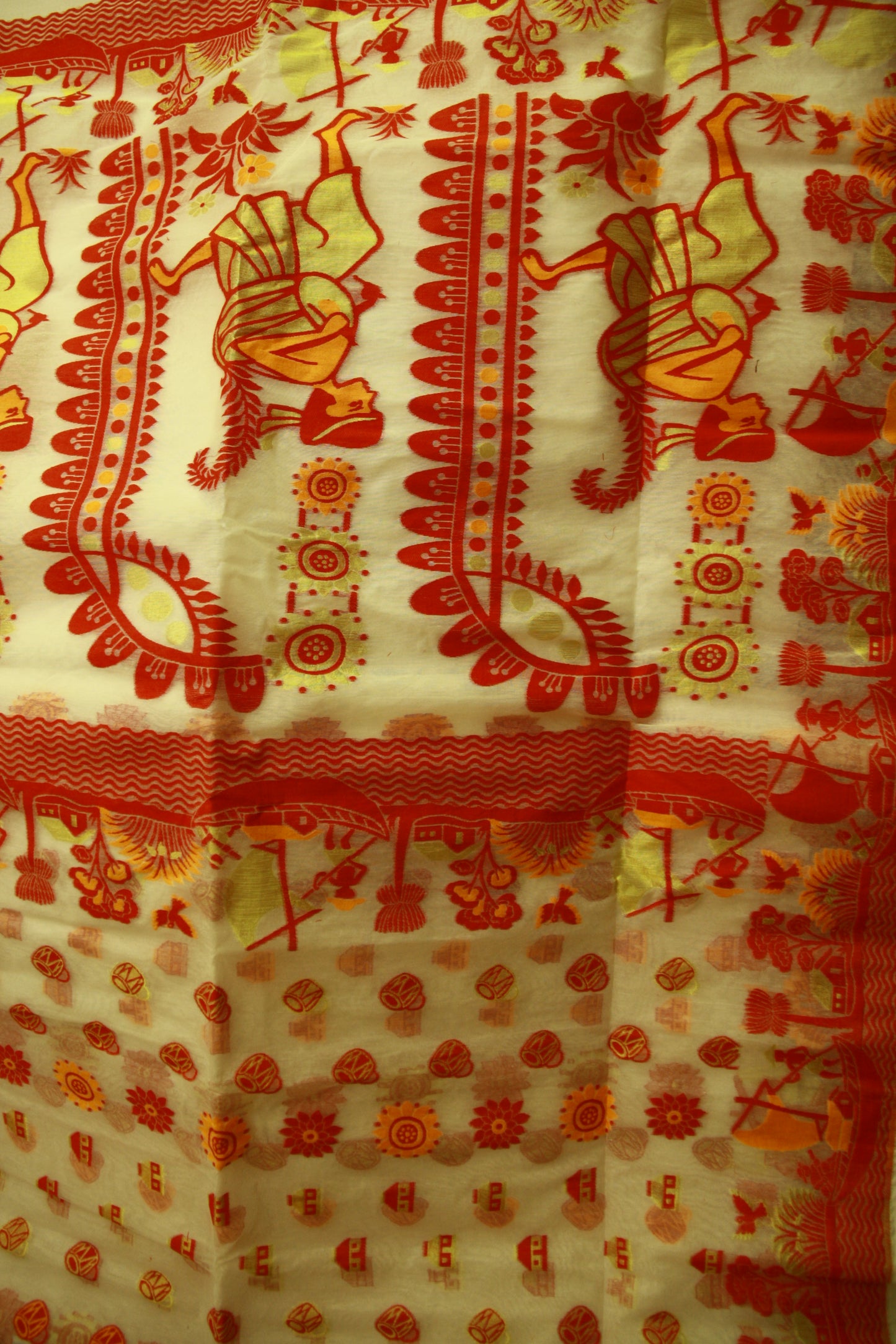 Pure White Cotton Handwoven Saree | Bengali Jamdani Saree