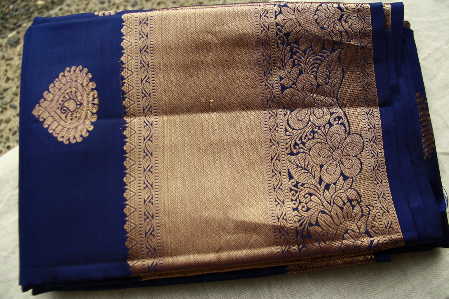 Royal Blue Silk Kanjivaram Saree with Shining Copper Silver Zari| SILK MARK CERTIFIED