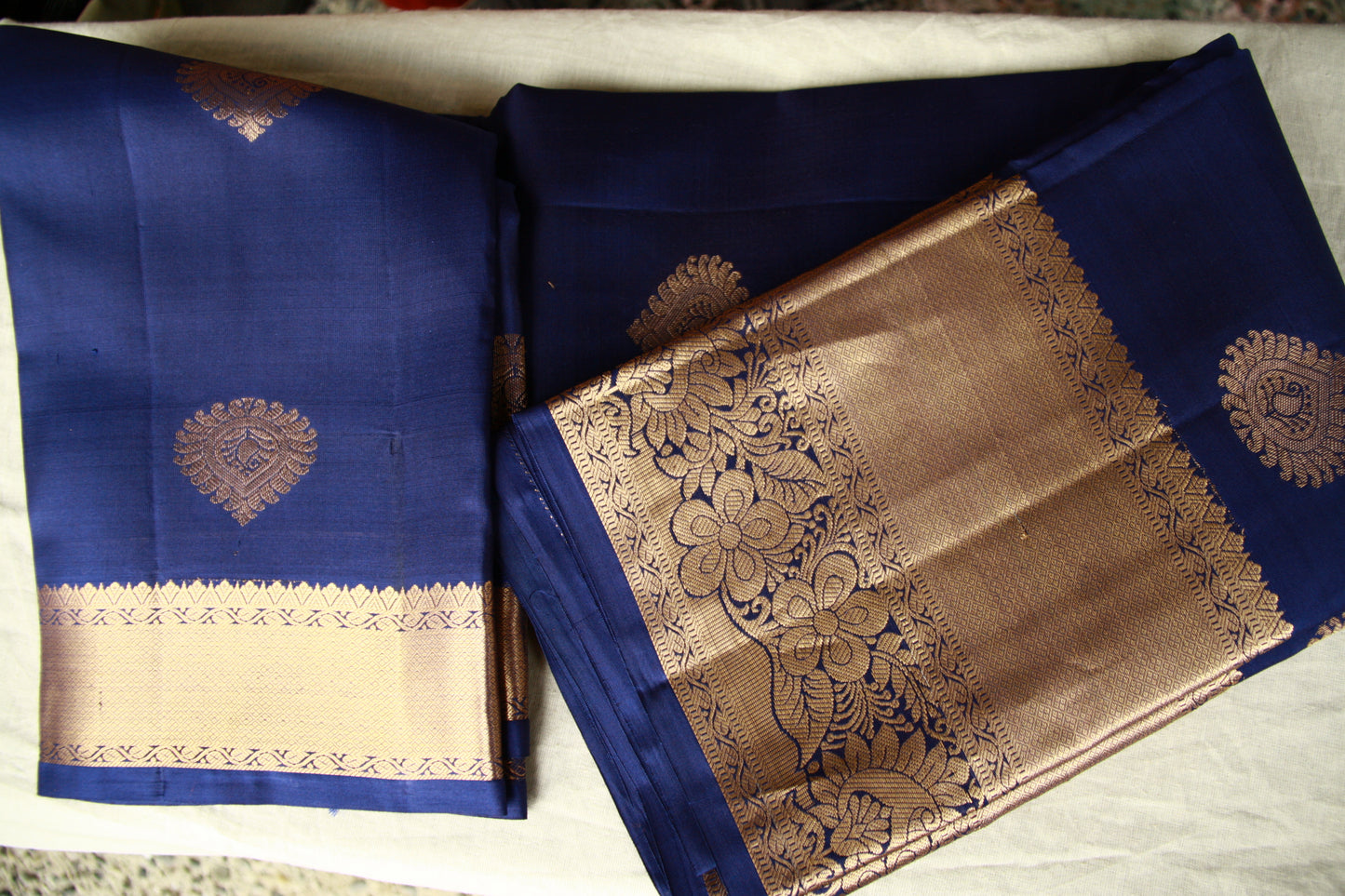 Royal Blue Silk Kanjivaram Saree with Shining Copper Silver Zari| SILK MARK CERTIFIED