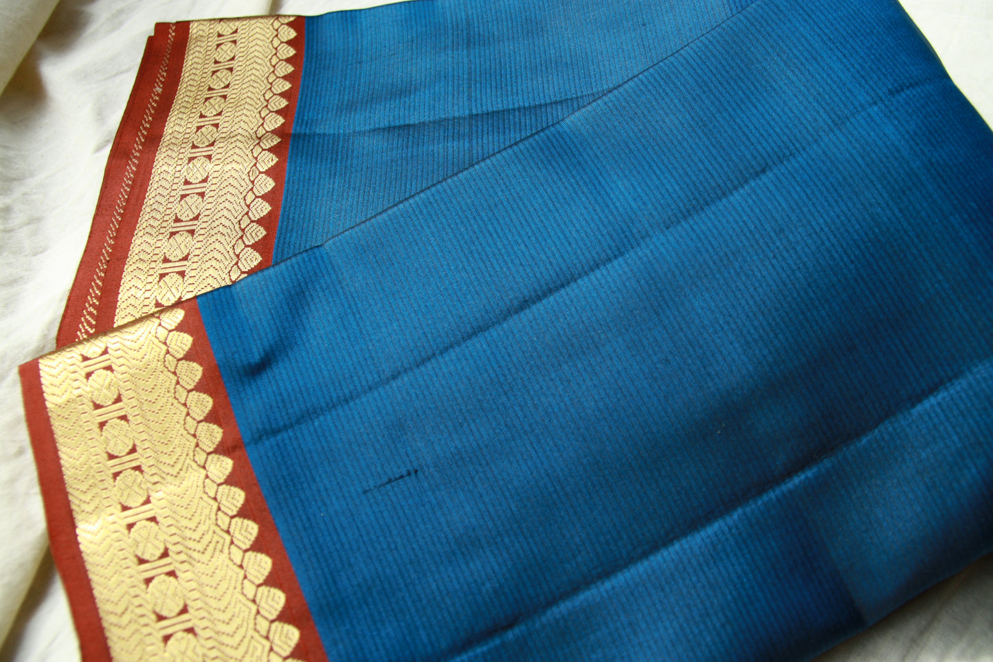 Peacock Blue Pure Silk Lightweight  Kanjeevaram Saree Gorgeous Maroon Golden Zari Pallu | Silk Mark Cert