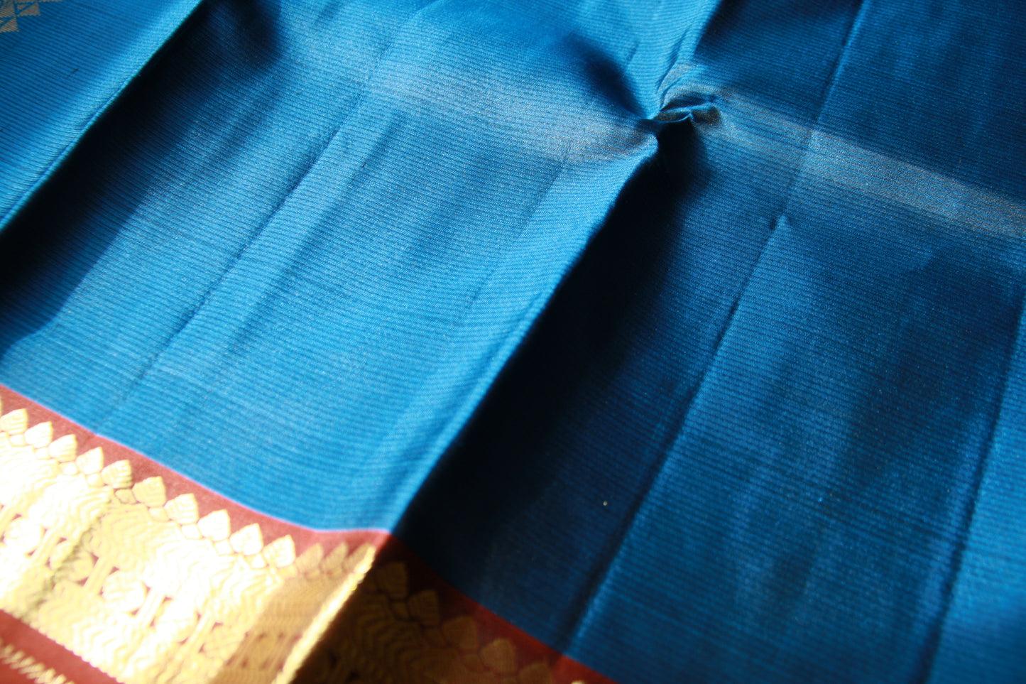 Peacock Blue Pure Silk Lightweight  Kanjeevaram Saree Gorgeous Maroon Golden Zari Pallu | Silk Mark Cert