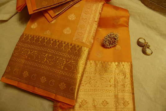 Lightweight Yellow Color Pure Silk Kanjeevaram Saree Golden Zari Pallu | Silk Mark Cert