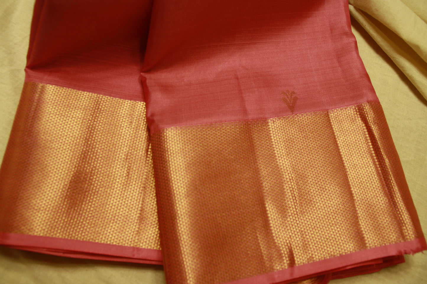 Lotus Pink Pure Silk Kanjivaram Lightweight Saree with Golden work | SILK MARK CERTIFIED