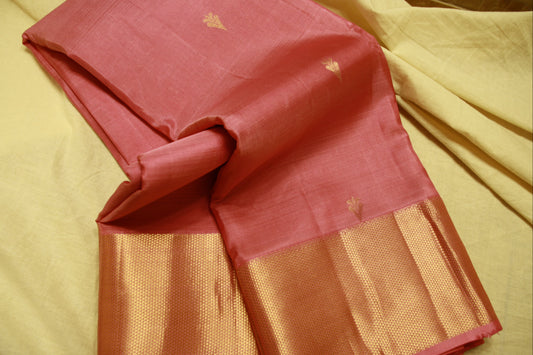 Lotus Pink Pure Silk Kanjivaram Lightweight Saree with Golden work | SILK MARK CERTIFIED