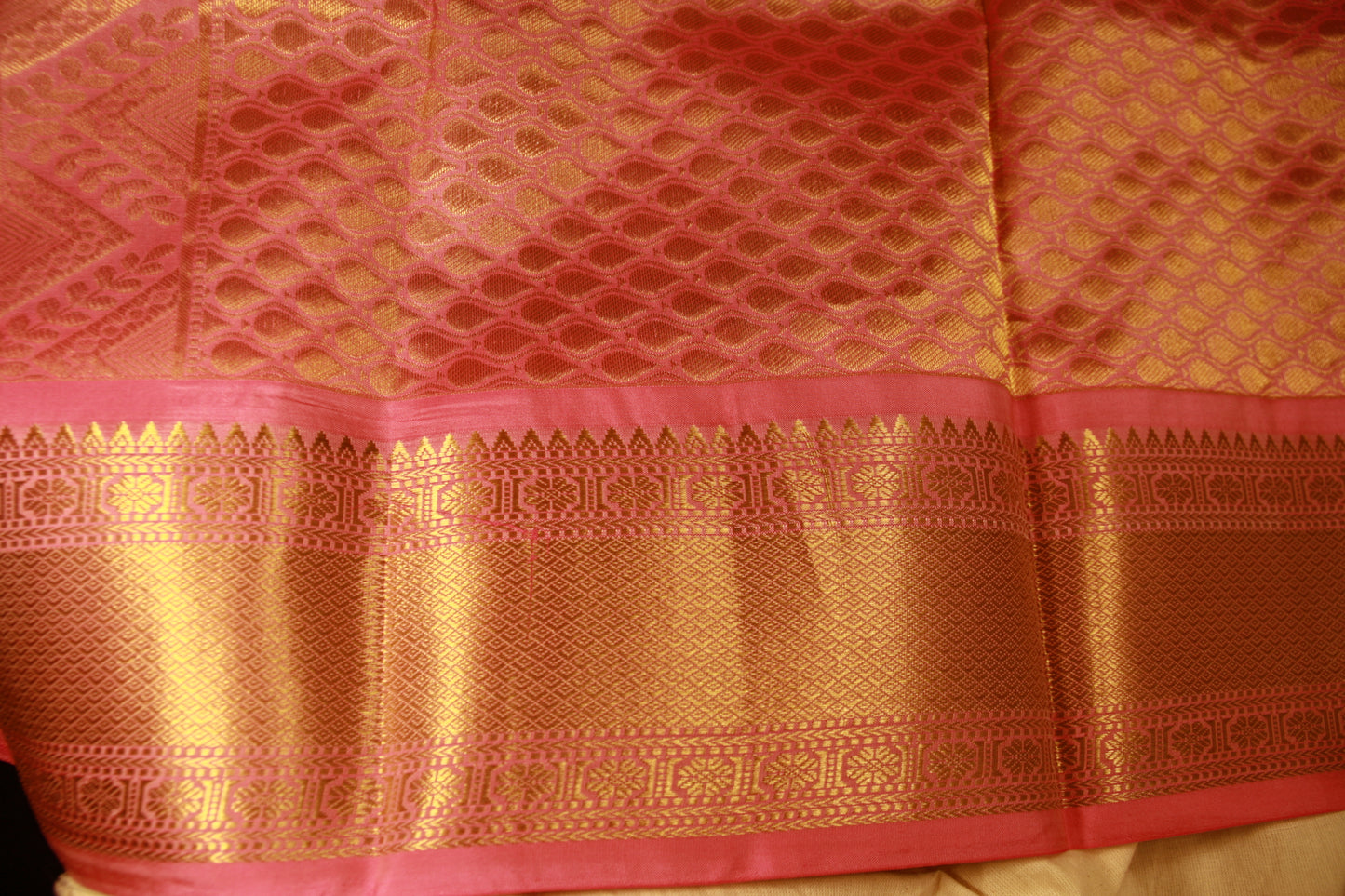 Sea Green Color Pure Silk Lightweight  Kanjeevaram with Pink Golden Zari Pallu and Elephant motifs | Silk Mark Cert