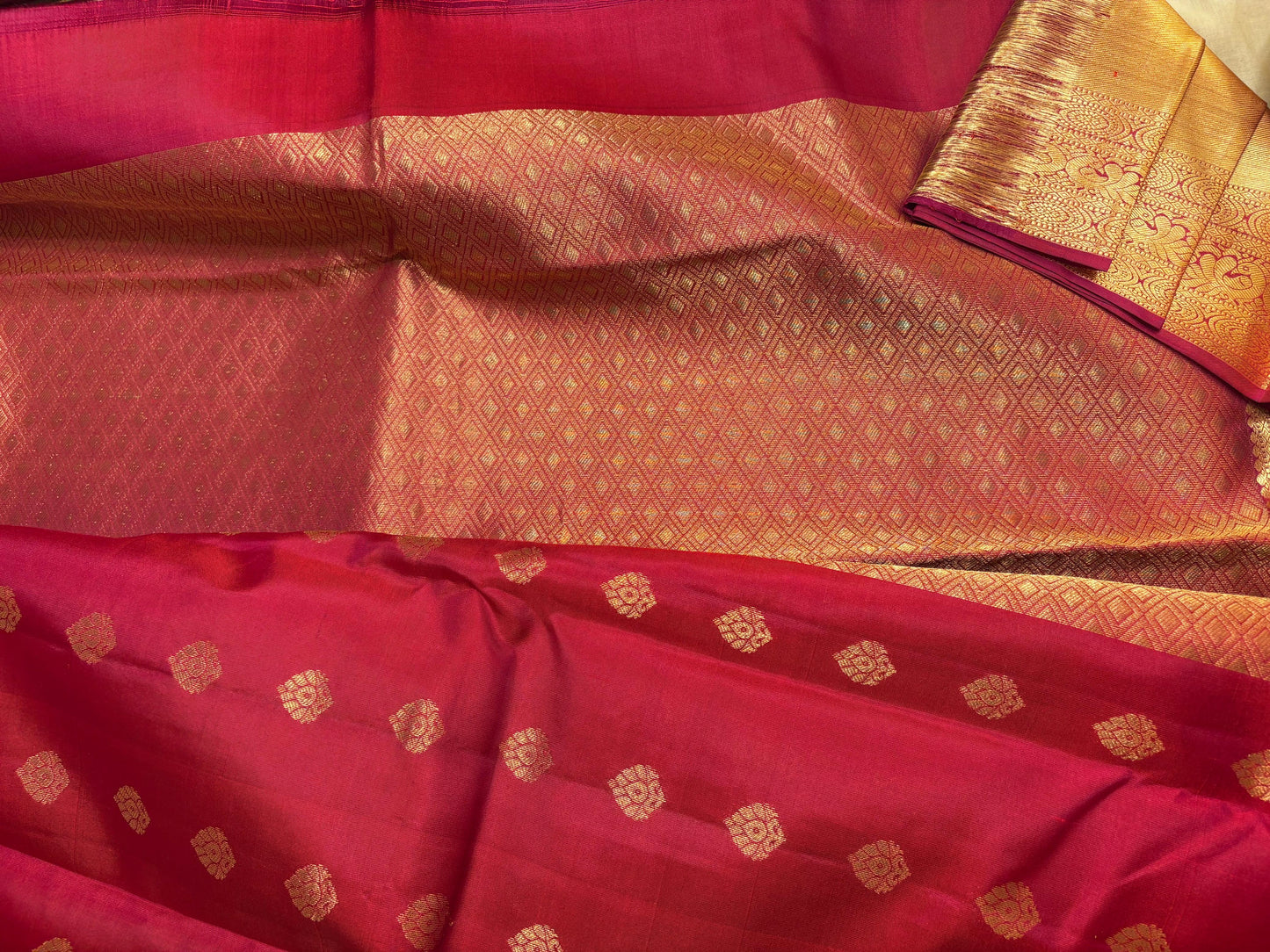Very Rich Maroon Color Pure Silk Kanjivaram Saree with Golden Zari| SILK MARK CERTIFIED