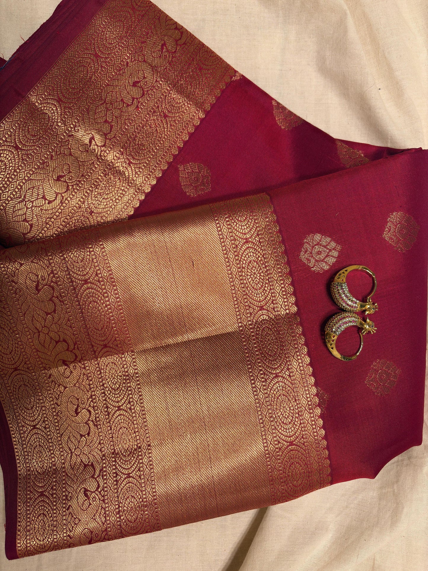 Very Rich Maroon Color Pure Silk Kanjivaram Saree with Golden Zari| SILK MARK CERTIFIED