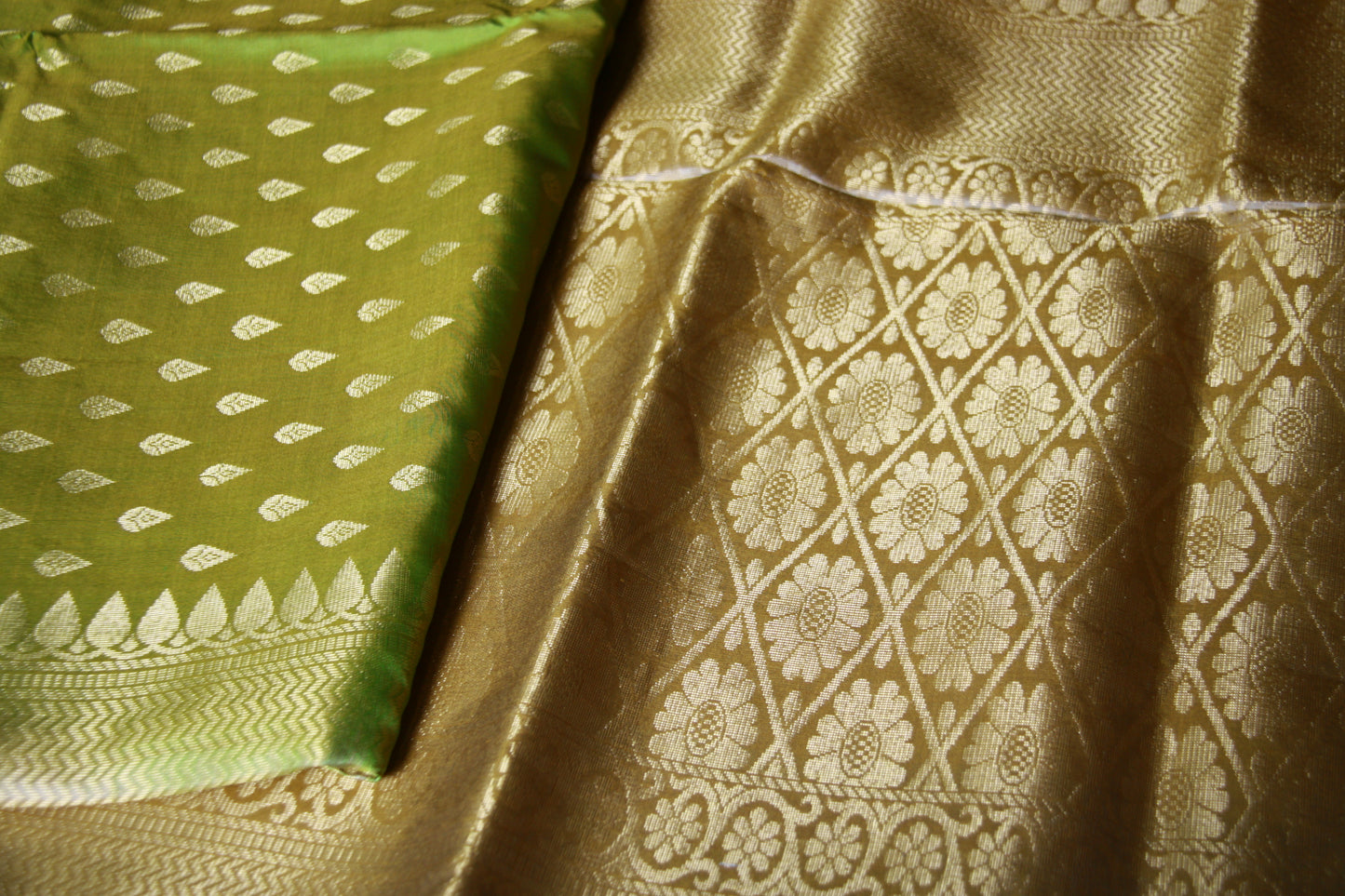 Soft Green Pure Silk Kanjivaram Lightweight Saree with Soft Copper Zari | SILK MARK CERTIFIED