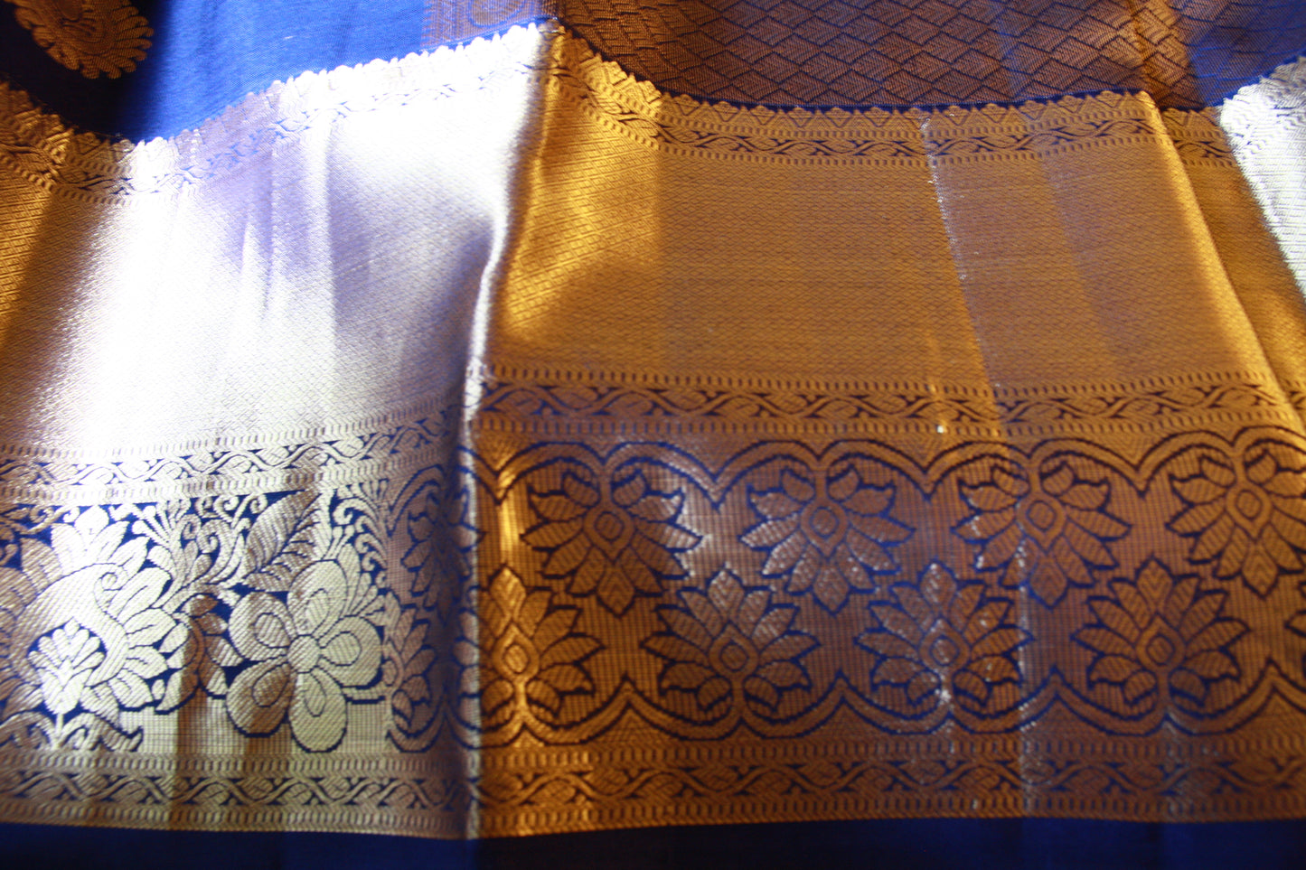 Royal Blue Silk Kanjivaram Saree with Golden Zari work | SILK MARK CERTIFIED