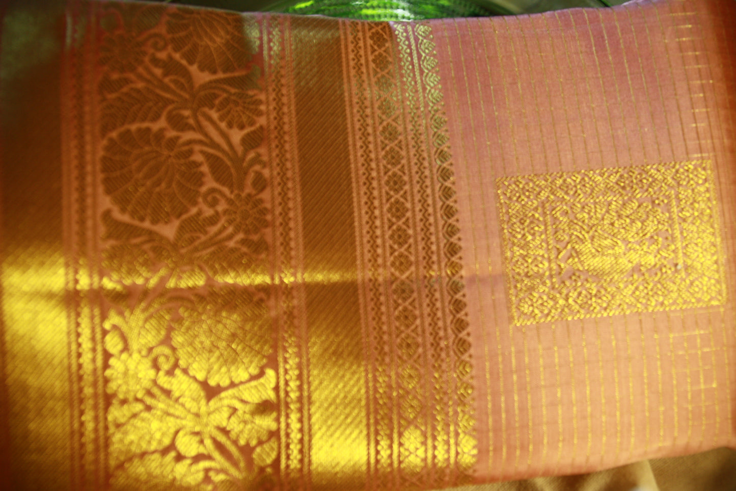 Soft Pink Pure Silk Kanjivaram Saree |Checks Golden Zari work Saree | SILK MARK CERTIFIED