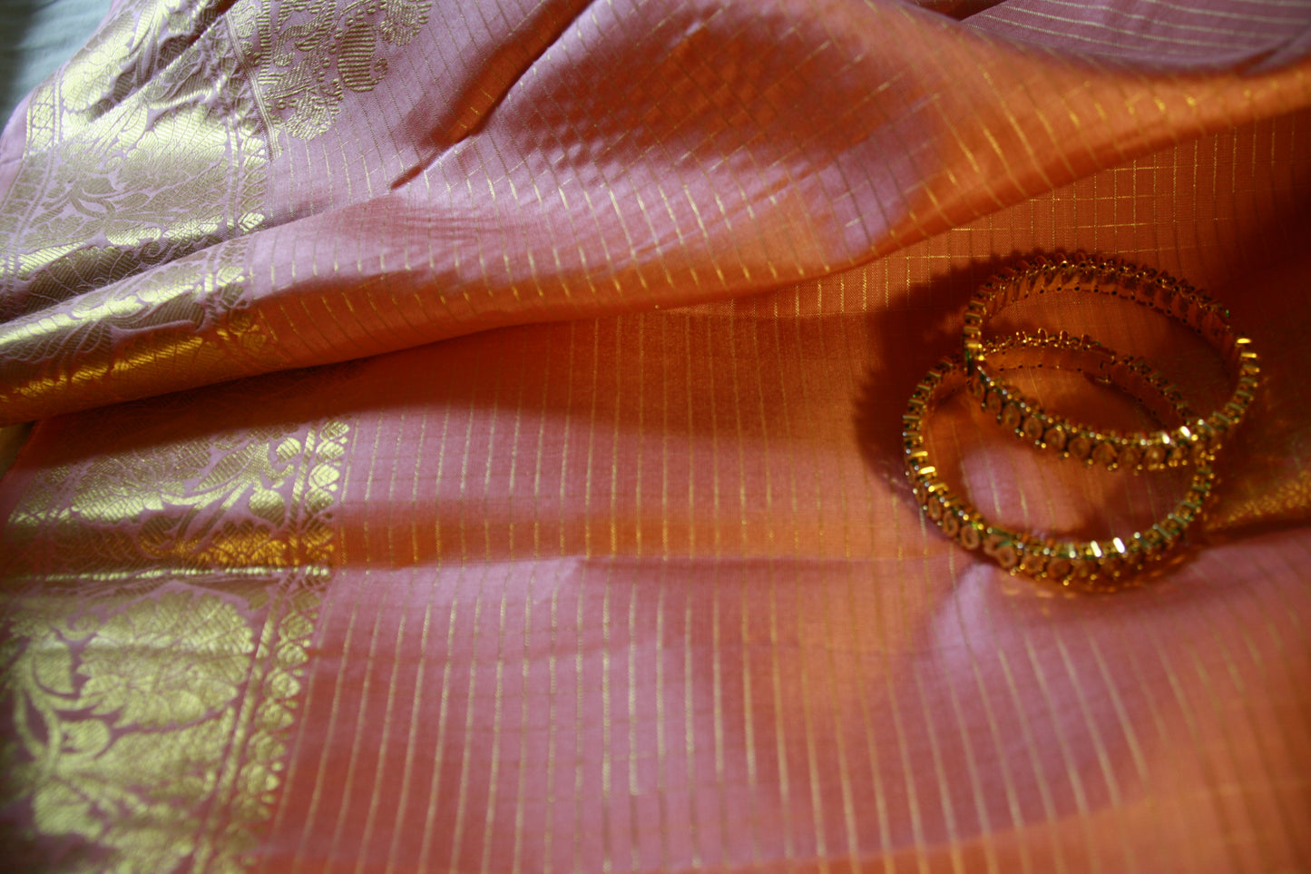 Soft Pink Pure Silk Kanjivaram Saree |Checks Golden Zari work Saree | SILK MARK CERTIFIED