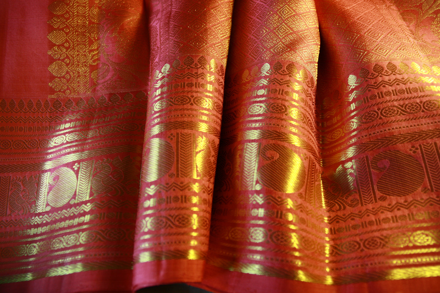 Rose Pink Pure Silk Kanjivaram Saree with Golden zari work|Checks Saree with Golden work | SILK MARK CERTIFIED