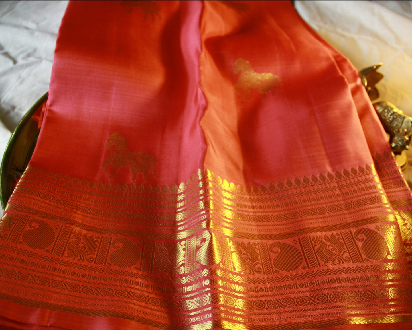 Rose Pink Pure Silk Kanjivaram Saree with Golden zari work|Checks Saree with Golden work | SILK MARK CERTIFIED