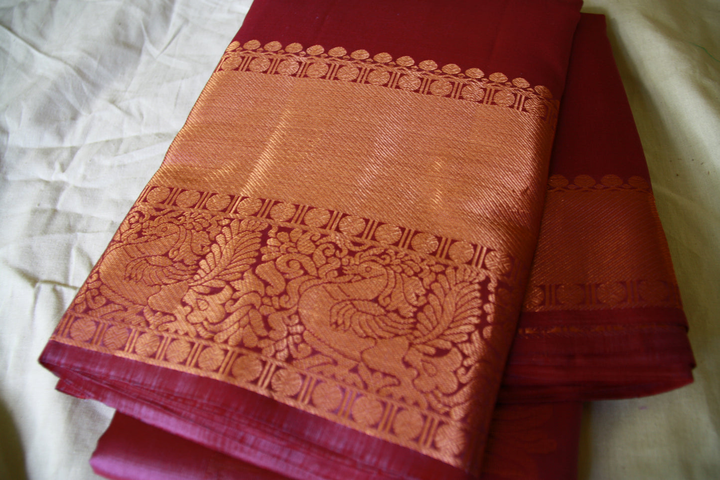 Lavender Pink Pure Silk Kanjivaram Saree with Copper Gold Zari Border|  SILK MARK CERTIFIED