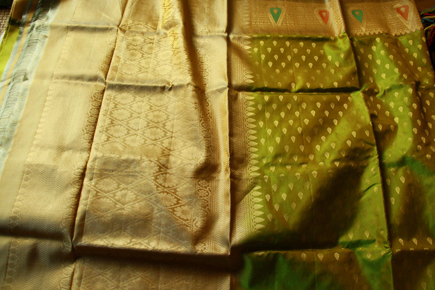 Soft Green Pure Silk Kanjivaram Lightweight Saree with Soft Copper Zari | SILK MARK CERTIFIED