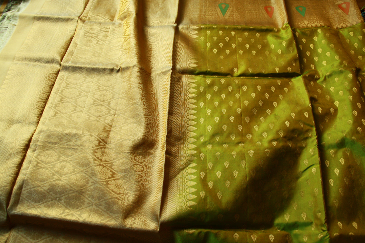 Soft Green Pure Silk Kanjivaram Lightweight Saree with Soft Copper Zari | SILK MARK CERTIFIED