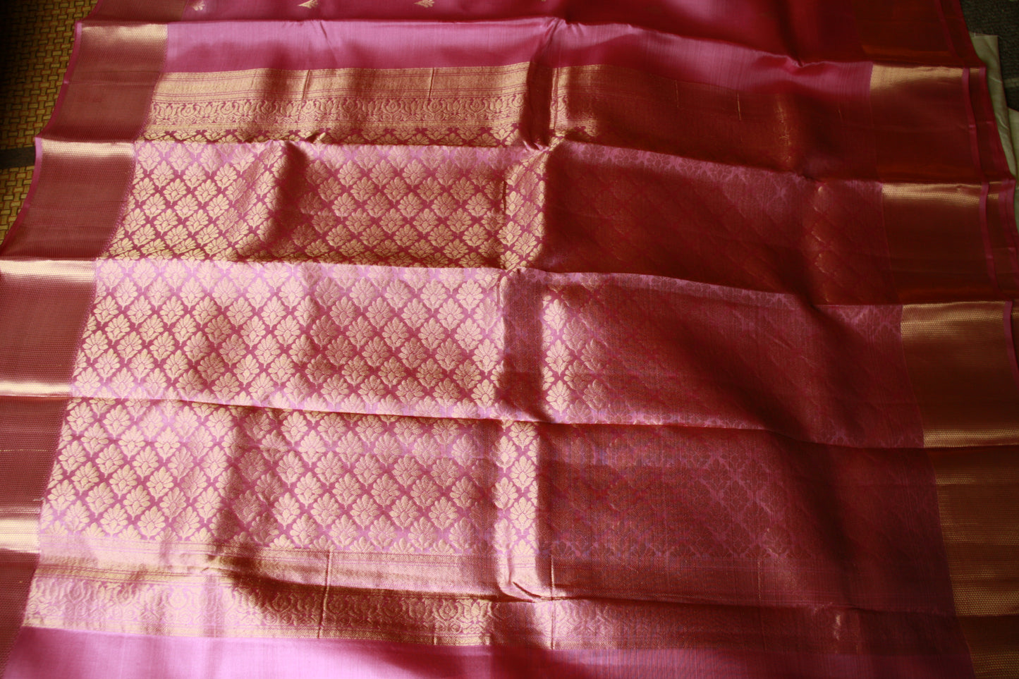 Lotus Pink Pure Silk Kanjivaram Lightweight Saree with Golden work | SILK MARK CERTIFIED