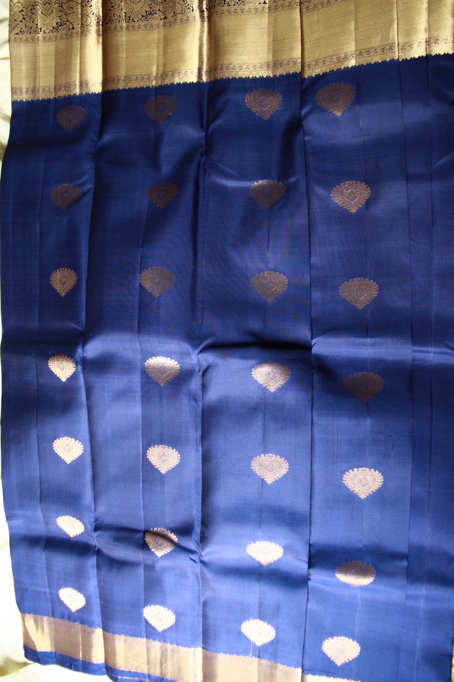 Royal Blue Silk Kanjivaram Saree with Golden Zari work | SILK MARK CERTIFIED