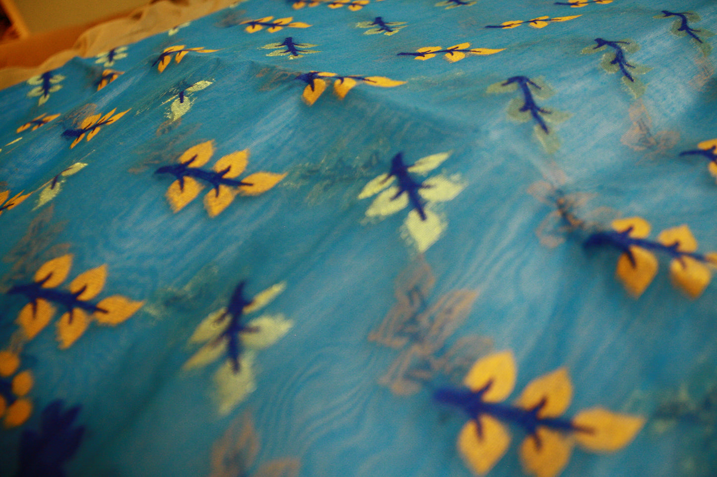 Sea Blue Handwoven Pure Cotton Saree | Bengali Jamdani Saree