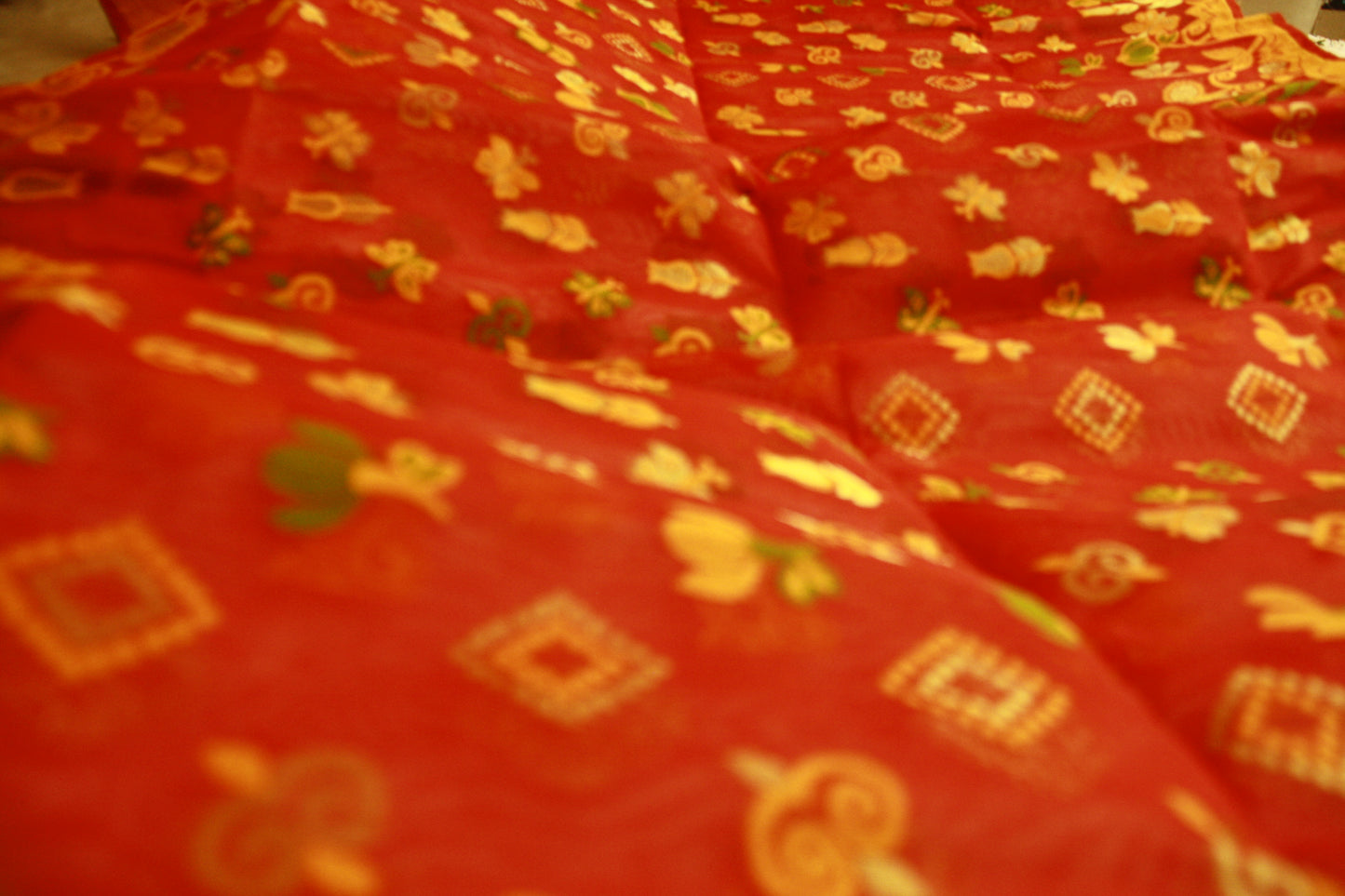 Red Pure Cotton Handwoven Saree | Bengali Jamdani Saree