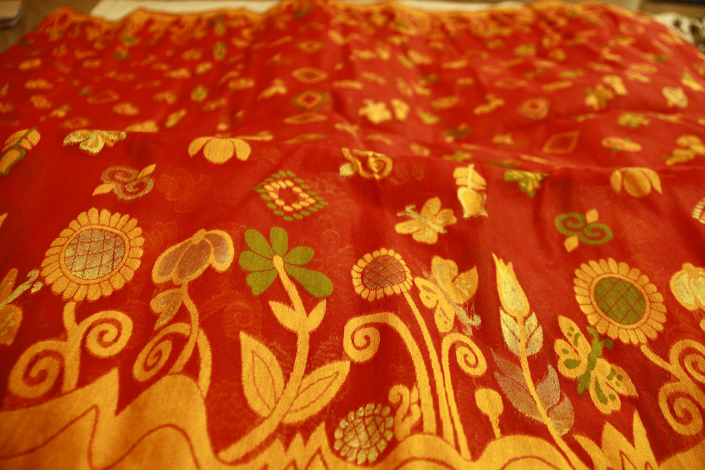 Red Pure Cotton Handwoven Saree | Bengali Jamdani Saree