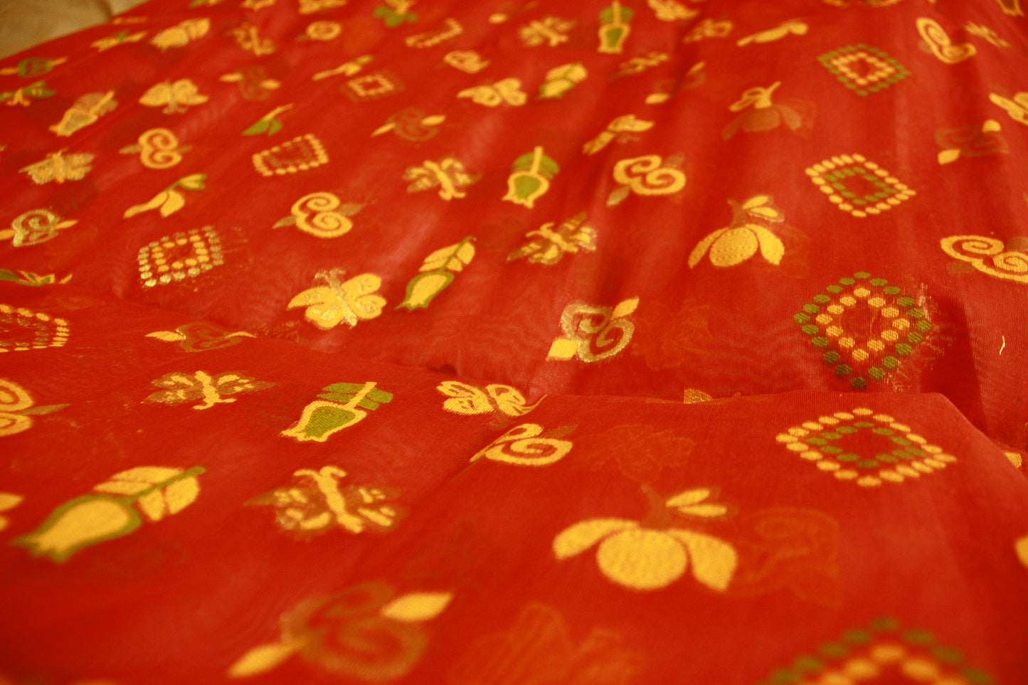 Red Pure Cotton Handwoven Saree | Bengali Jamdani Saree