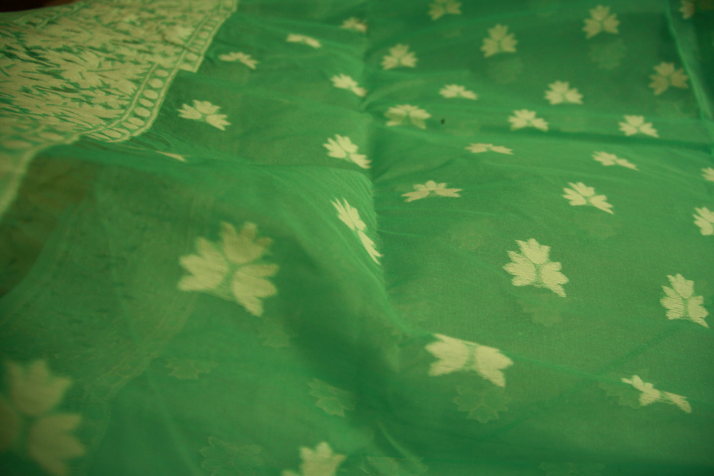 Sea Green Pure Cotton Handwoven Saree | Bengali Jamdani Saree