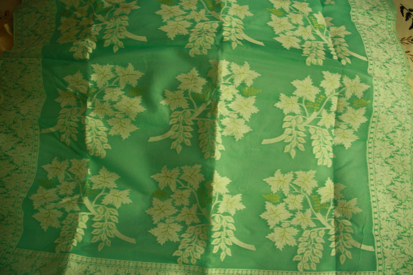 Sea Green Pure Cotton Handwoven Saree | Bengali Jamdani Saree