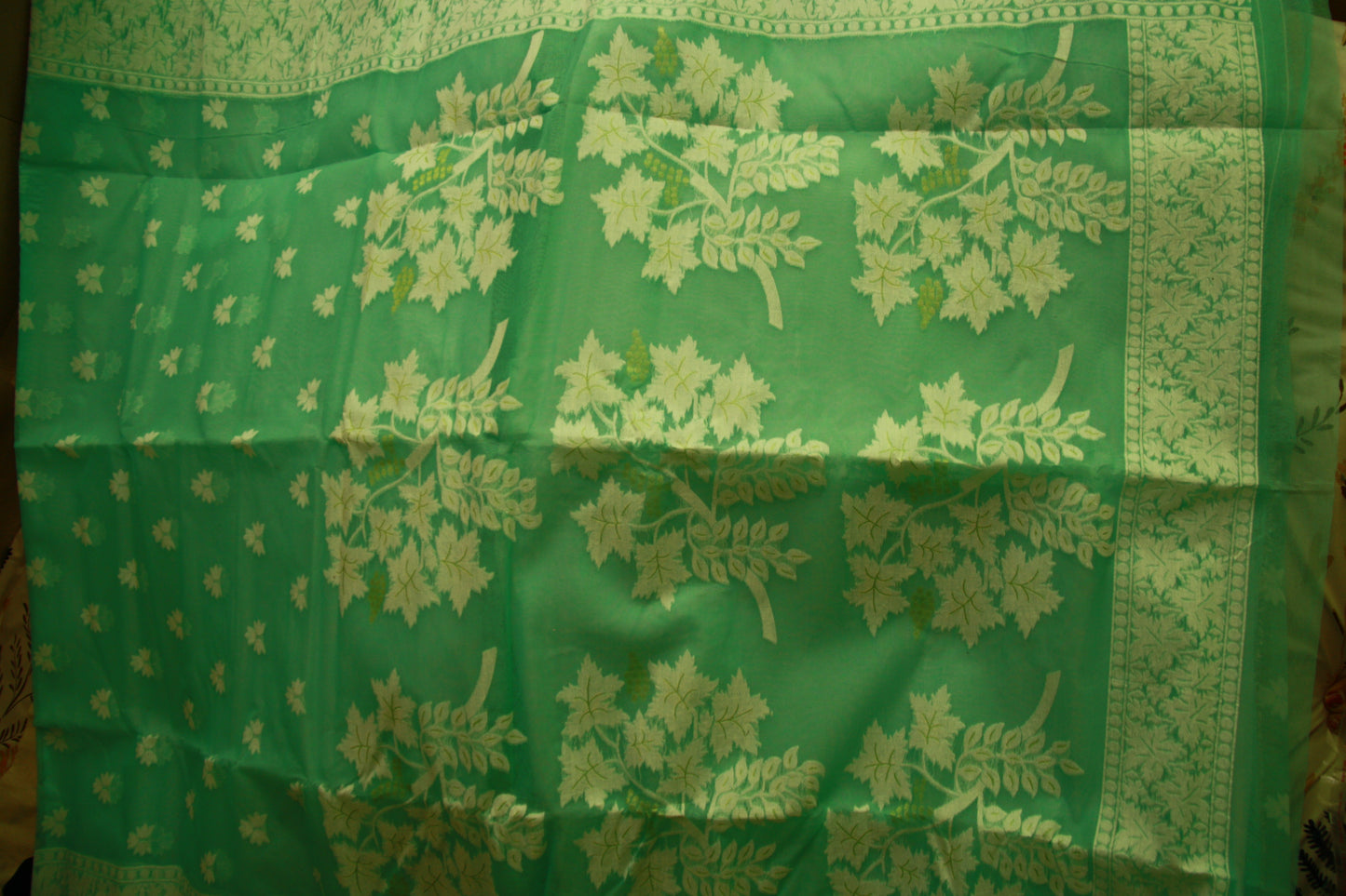 Sea Green Pure Cotton Handwoven Saree | Bengali Jamdani Saree