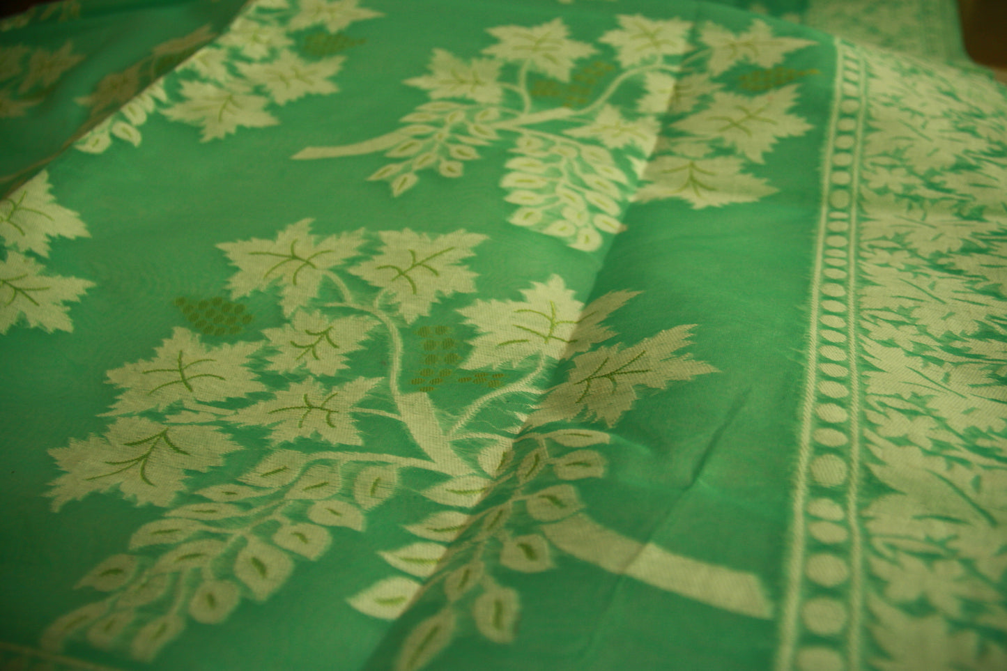 Sea Green Pure Cotton Handwoven Saree | Bengali Jamdani Saree